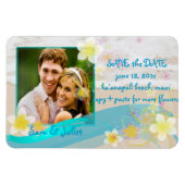 Magnet Flexible PixDezines plage+plumeria enregistrer la date/do-i (Horizontal)