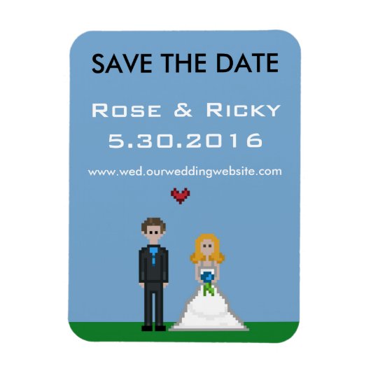 Magnet Flexible Pixel Gamer Enregistrer le Mariage de date (Vertical)