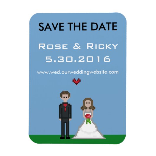 Magnet Flexible Pixel Gamer Enregistrer le Mariage de date (Vertical)