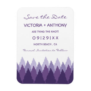 Magnet Flexible Plage de forêt violette Bois mariage Enregistrer l