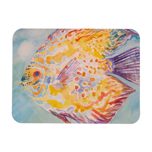 Magnet Flexible Plage de mer Poisson aquarelle (Horizontal)
