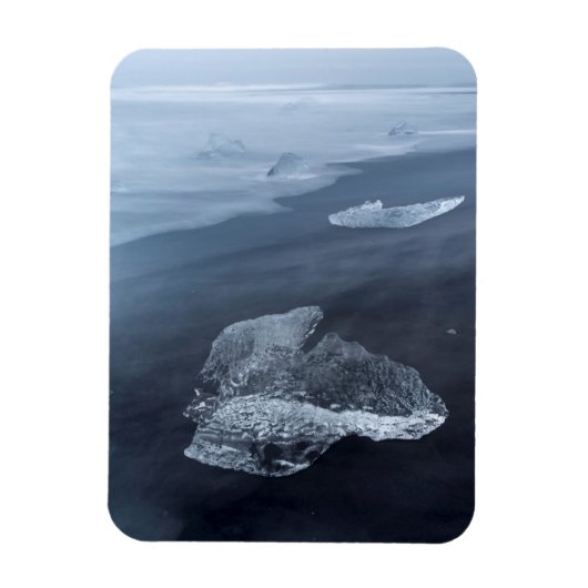 Magnet Flexible Plage de sable noir et glace, Islande (Vertical)