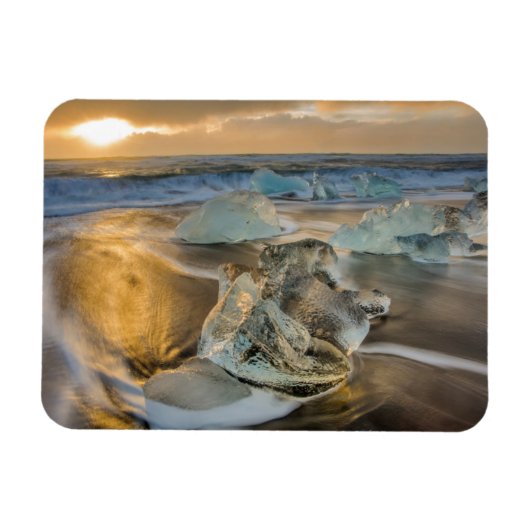 Magnet Flexible Plage de sable noir | Jokulsarlon Sud Islande (Horizontal)