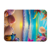 Magnet Flexible Plage d'imaginaire mystique coucher de soleil avec (Horizontal)