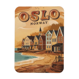 Magnet Flexible Plage d'Oslo Norvège souvenirs et cadeaux vintage