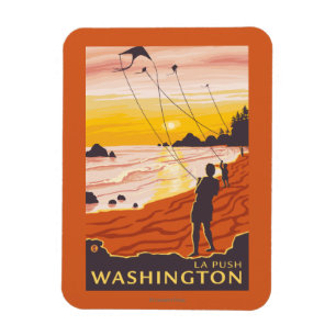 Magnet Flexible Plage et cerfs-volants - poussée de La, Washington
