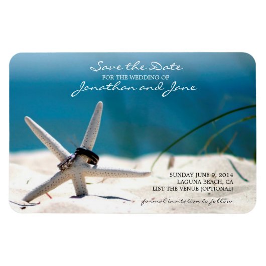 Magnet Flexible Plage Ocean Mariage Anneaux Starfish Enregistrer l (Horizontal)