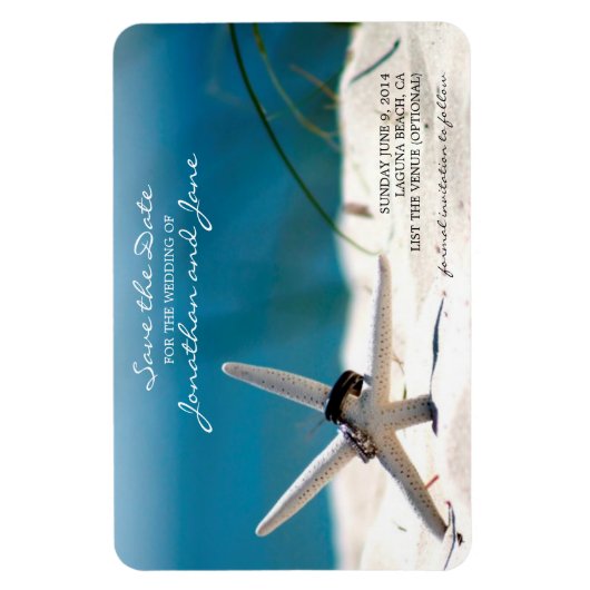 Magnet Flexible Plage Ocean Mariage Anneaux Starfish Enregistrer l (Vertical)