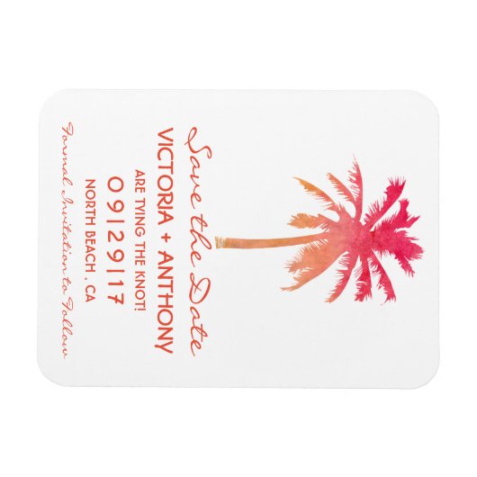 Magnet Flexible Plage Tropical Sunset Palm Tree Enregistrer La Dat (Horizontal)