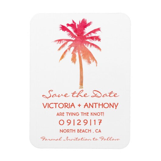 Magnet Flexible Plage Tropical Sunset Palm Tree Enregistrer La Dat (Vertical)