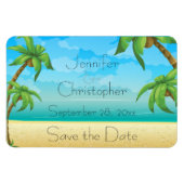 Magnet Flexible Plage tropicale et palmiers Sauvez la date (Horizontal)