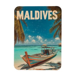 Magnet Flexible Plage tropicale Vintage des Maldives - Voyage en m