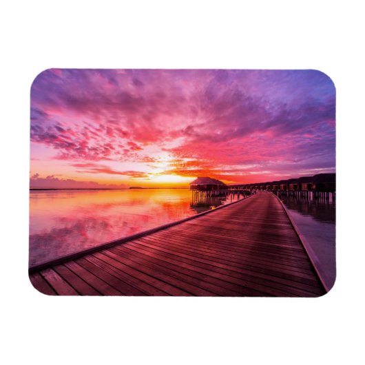 Magnet Flexible Plages tropicales | Coucher de soleil aux Maldives (Horizontal)