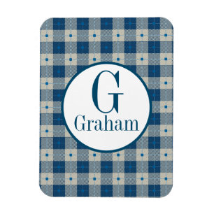 Magnet Flexible Plaid de Blue Lodge Monogramme Personnalisé