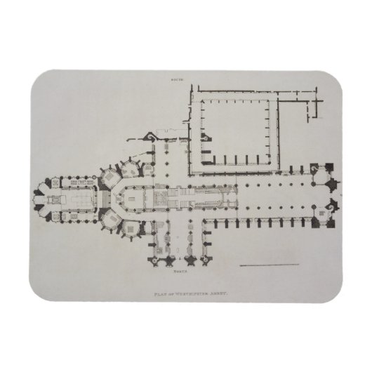 Magnet Flexible Plan de l'abbaye de Westminster, plaque 1 de 'West (Horizontal)