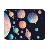 Magnet Flexible Planètes couleur pastel dans l'espace sombre (Horizontal)