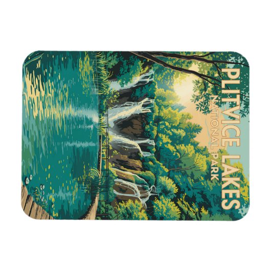 Magnet Flexible Plitvice Lakes National Park Illustration Travel (Horizontal)
