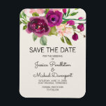 Magnet Flexible Plum Blush Floral Mariage Date de sauvegarde<br><div class="desc">Elégante,  prune botanique violet et couleur rose vif florale lors d'un mariage en ivoire Enregistrer l'aimant Date. Contactez-nous pour obtenir de l'aide sur la personnalisation et la mise en correspondance des produits.</div>