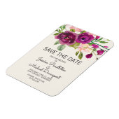 Magnet Flexible Plum Blush Floral Mariage Date de sauvegarde (Côté Gauche)