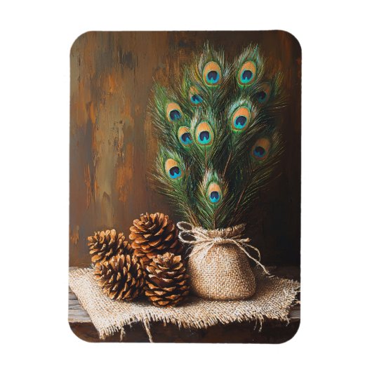 Magnet Flexible Plumes Peacock à vie fixe Pinecones Flexible (Vertical)