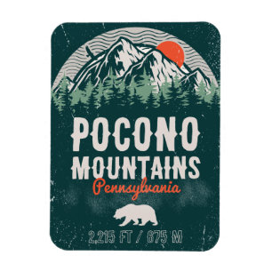 Magnet Flexible Poconos Pennsylvania PA Mountain Cadeau Retro