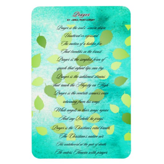 Magnet Flexible Poème de prière de James Montgomery (Vertical)