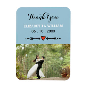 Magnet Flexible Poignées roses et flèches Merci Mariage bleu