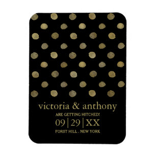 Magnet Flexible Pois Black & Gold modernes Enregistrer la date