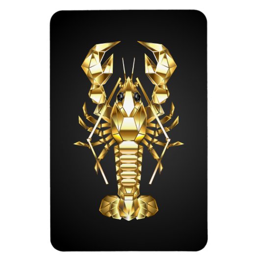Magnet Flexible Poisson à langouste polygonale dorée sur noir (Vertical)