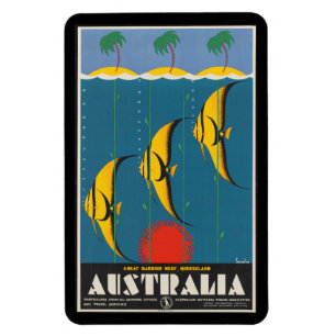 Magnet Flexible Poisson récifal de voyage vintage Queensland Austr