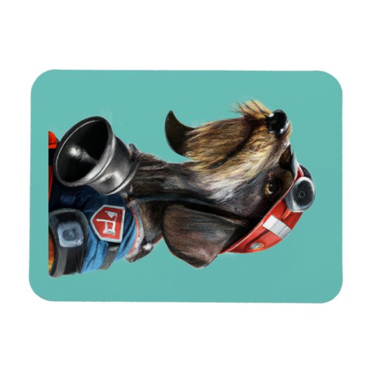 Magnet Flexible Pompier chef fils Dachshund (Horizontal)