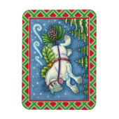 MAGNET FLEXIBLE PONY PULLING PINECONE SLEIGH DE NOËL VOLANT (Vertical)