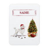 Magnet Flexible Poodle blanc Funny Chien de Noël avec arbre (Vertical)