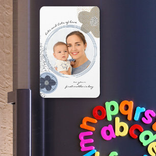 Magnet Flexible Pop Art Flower Editable Occasion Blue Grey Photo