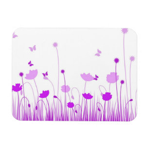 Magnet Flexible Poppies violettes et blanches minimalistes prègnen