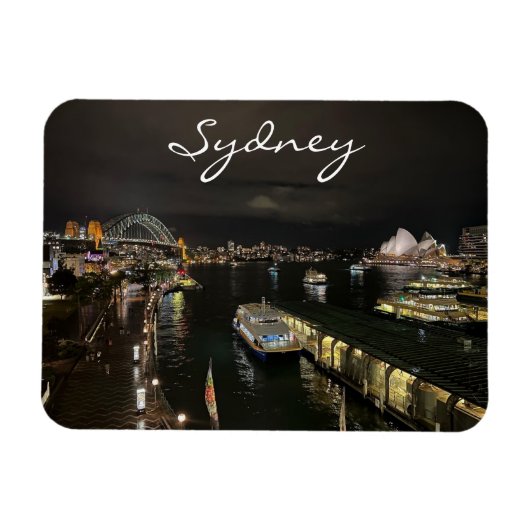 Magnet Flexible Port de Sydney par nuit, Australie, photo (Horizontal)