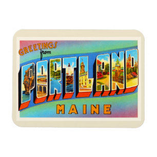Magnet Flexible Portland Maine JE vieux souvenir de Vintage voyage