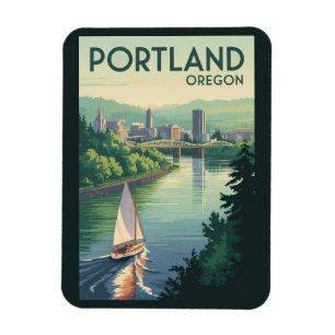 Magnet Flexible Portland Oregon Toile de fond Voyage Art Vintage