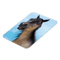 Portrait d'art humoristique de cheval souriant