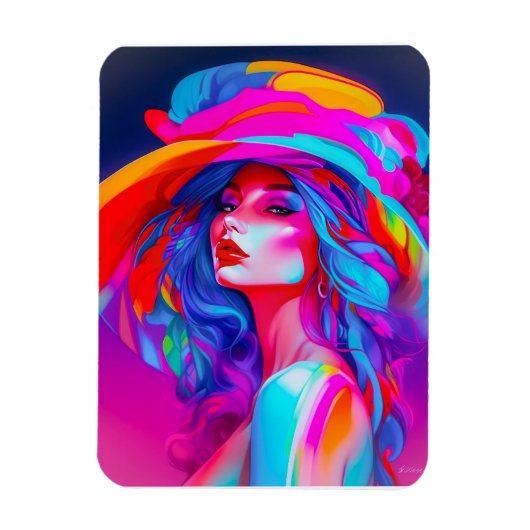 Magnet Flexible Portrait d'art pop néon (Vertical)