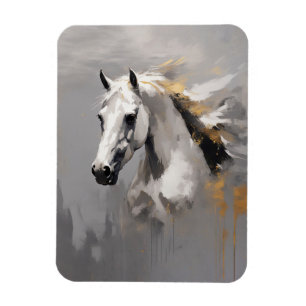 Magnet Flexible Portrait de cheval blanc puissant effet d'huile
