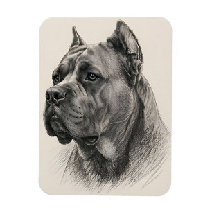 Magnet Flexible Portrait de chien au crayon classique Cane Corso