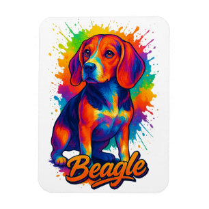 Magnet Flexible Portrait de chien Beagle Pop Art Coloré