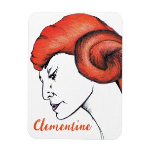 Magnet Flexible Portrait de femme aux cheveux orange mandarine Pop