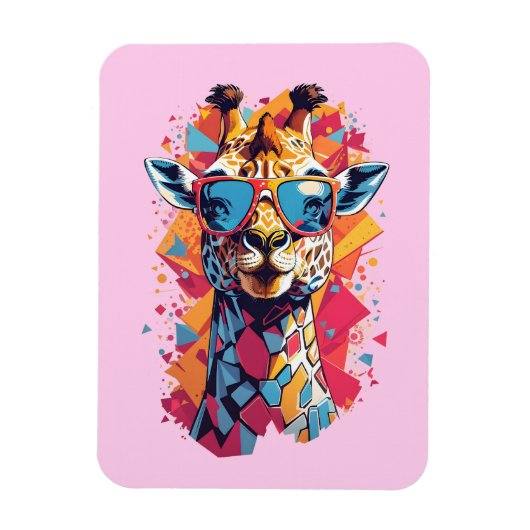 Magnet Flexible Portrait de girafe de style graffiti-58567 (Vertical)