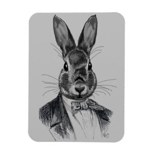 Magnet Flexible Portrait de lapin en costume