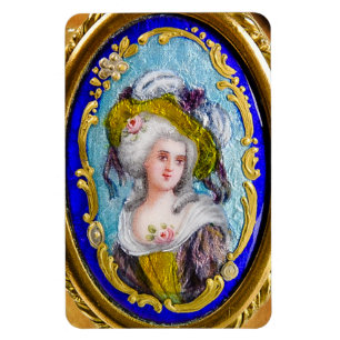 MAGNET FLEXIBLE PORTRAIT ÉLÉGANT ROCOCO LADY AVEC ROSES ROSES ROSE