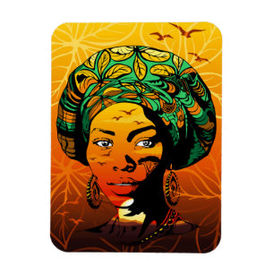 Magnet Flexible Portrait féminin africain avec coucher de soleil