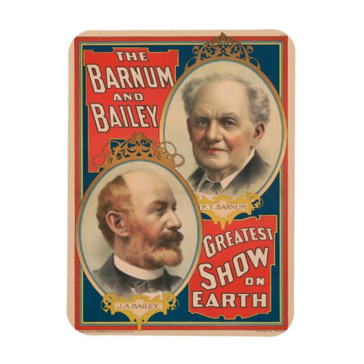 Magnet Flexible Portraits De P.T. Barnum Et J.A. Bailey (Vertical)