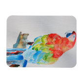 Magnet Flexible Poster d'aquarelle rouge jaune bleu Macaw Parrot (Horizontal)